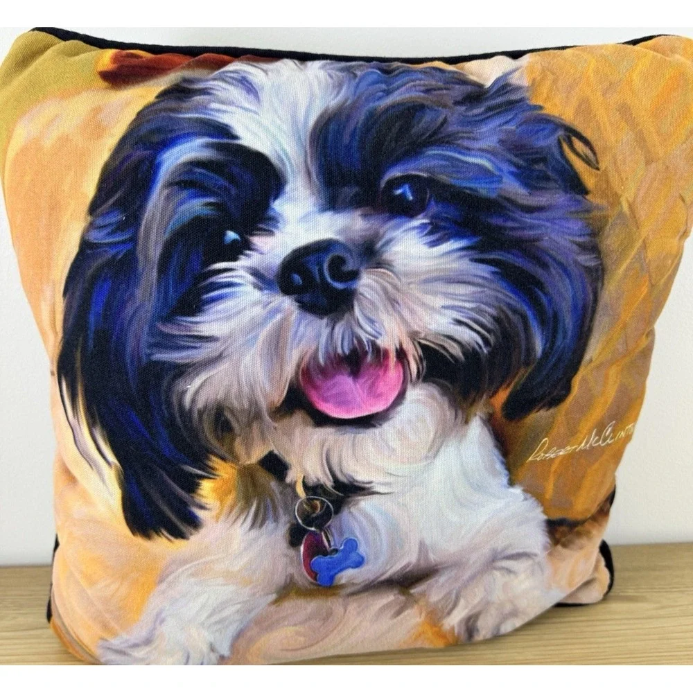 Robert McClintock Shih Tzu Baby Dog Throw Pillow 16.5